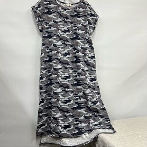 Umgee camouflage medium t-shirt dress short sleeve w/pockets side slits